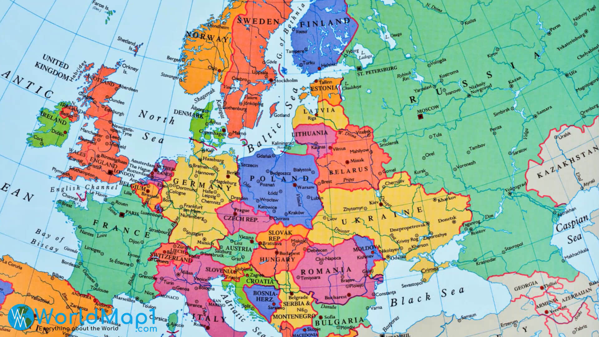Carte de l'Europe de la Lettonie et de la Russie